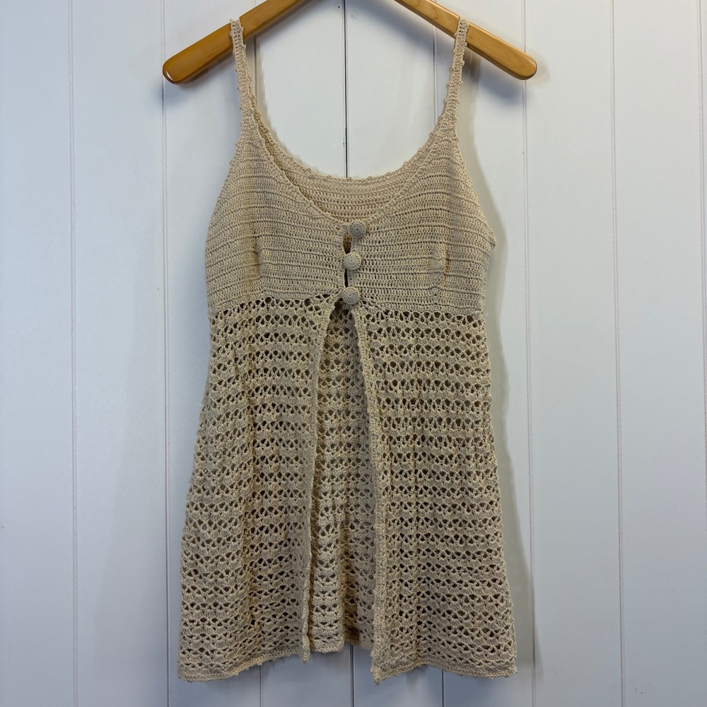 Y2K Britney Crochet Tank Top with Button Front